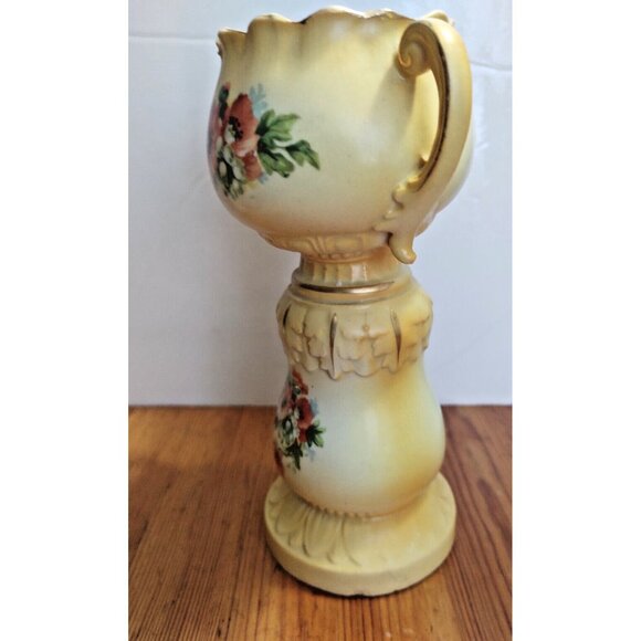 Antique Vase Double Handled Floral Hand Painted & Gilded Austrian Porcelain 7.5” - Picture 3 of 11